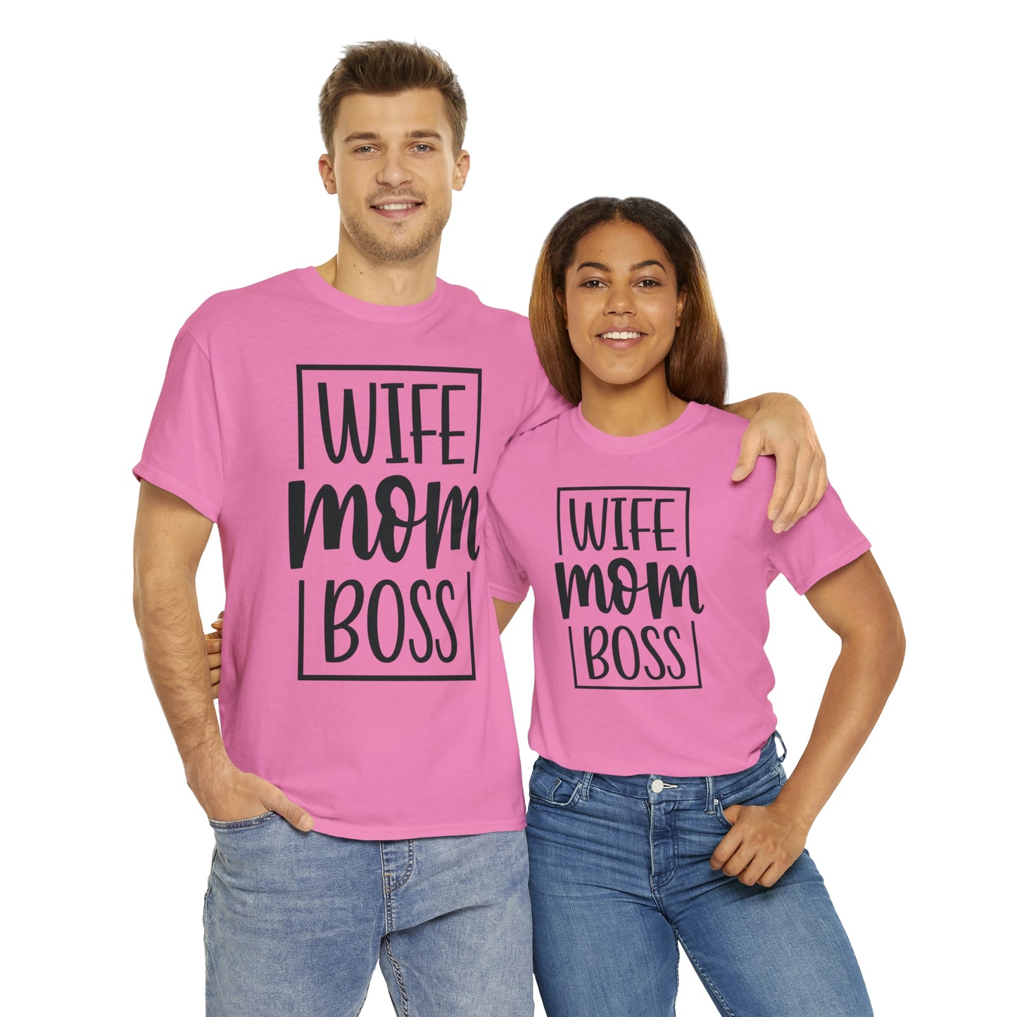 Mom, Wife, Boss Unisex Heavy Cotton Tee