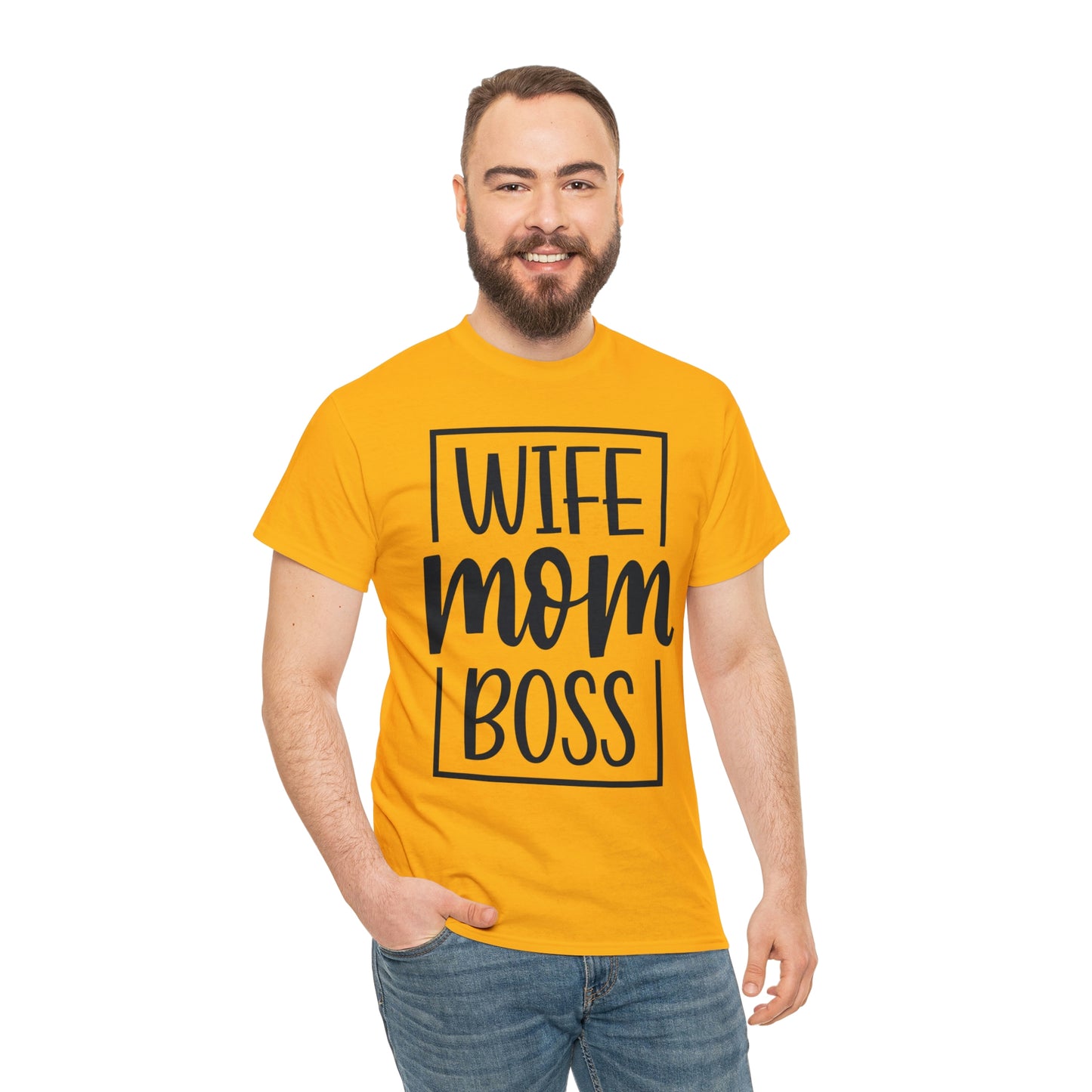 Mom, Wife, Boss Unisex Heavy Cotton Tee